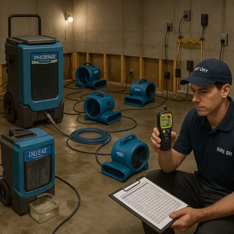 Structural Drying and Dehumidification process in Moville, IA